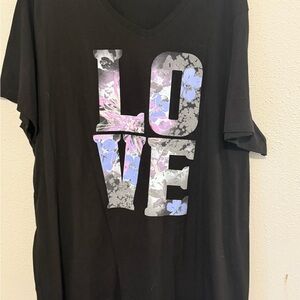 Just My Size Black V-Neck Tee